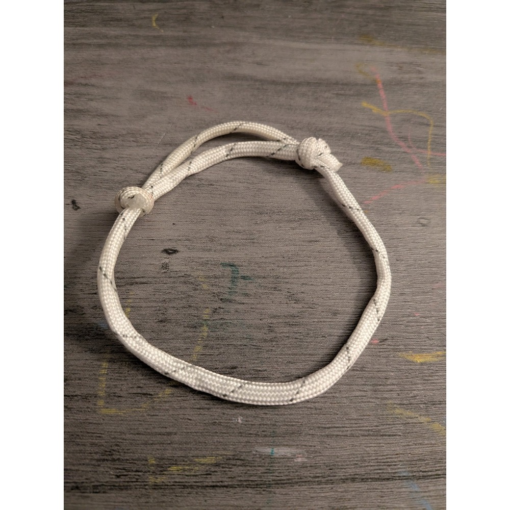 White Reflective Rope Bracelet Adjustable Slide Knot Cord Sporty Minimalist